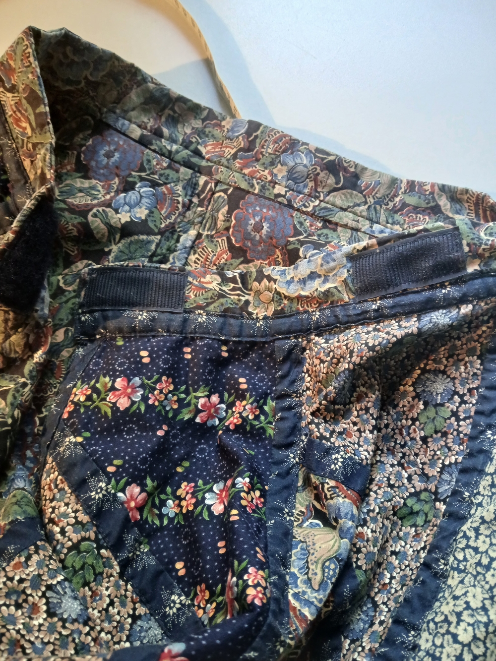 Vintage Festival Boho Patchwork Navy Floral Maxi Skirt Set with Belt - Picture 9 of 10